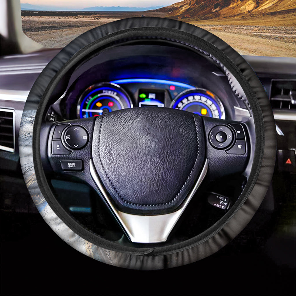 White Horse Portrait Print Car Steering Wheel Cover