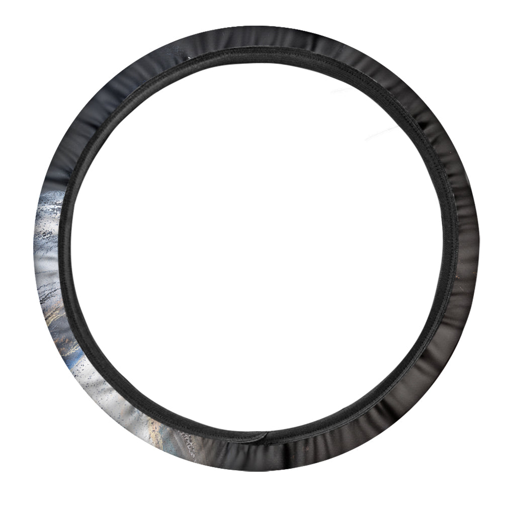 White Horse Portrait Print Car Steering Wheel Cover