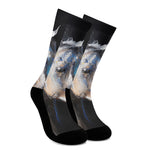 White Horse Portrait Print Crew Socks