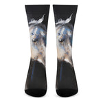 White Horse Portrait Print Crew Socks