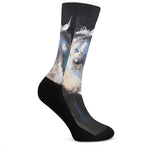 White Horse Portrait Print Crew Socks