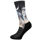 White Horse Portrait Print Crew Socks