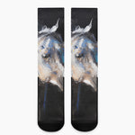 White Horse Portrait Print Crew Socks