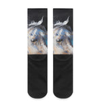 White Horse Portrait Print Crew Socks