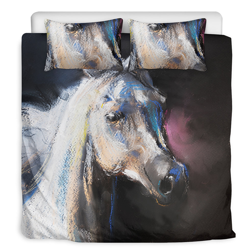 White Horse Portrait Print Duvet Cover Bedding Set