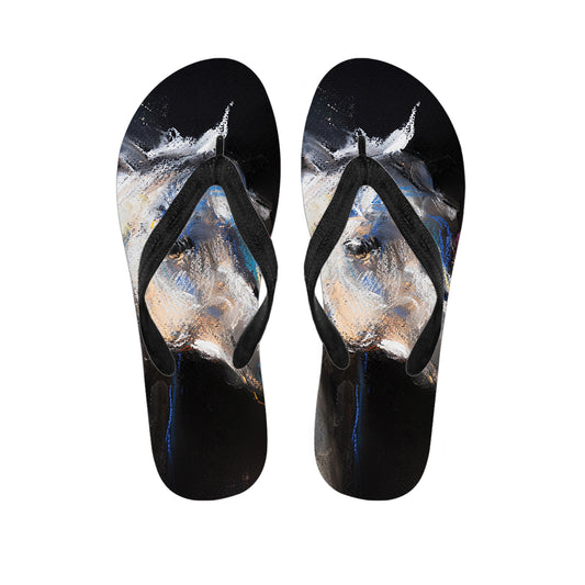 White Horse Portrait Print Flip Flops