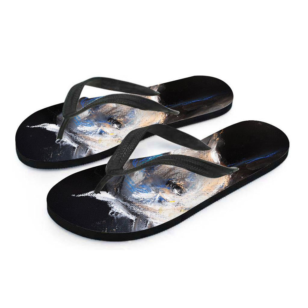 White Horse Portrait Print Flip Flops