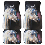 White Horse Portrait Print Front and Back Car Floor Mats