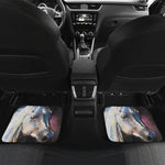White Horse Portrait Print Front and Back Car Floor Mats