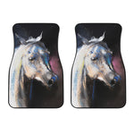 White Horse Portrait Print Front Car Floor Mats