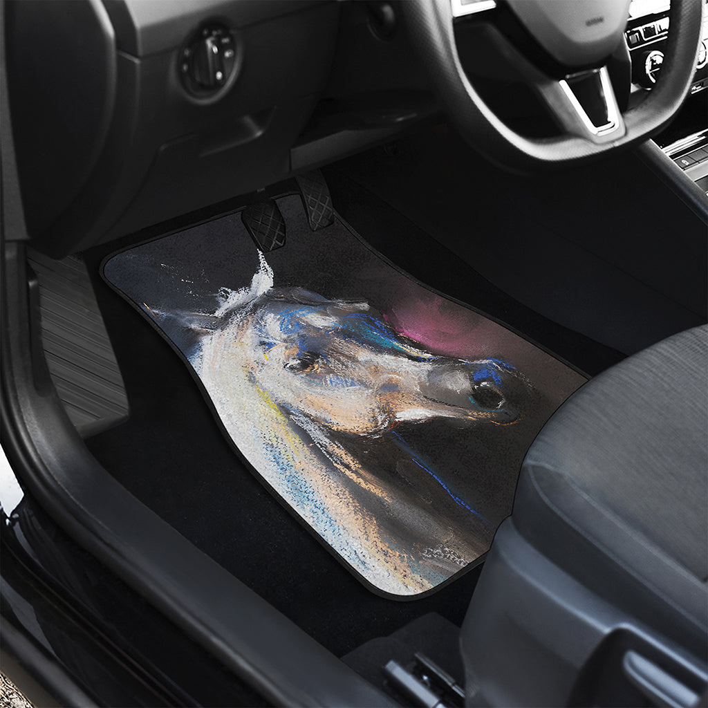 White Horse Portrait Print Front Car Floor Mats