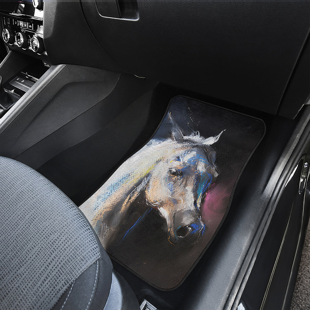 White Horse Portrait Print Front Car Floor Mats