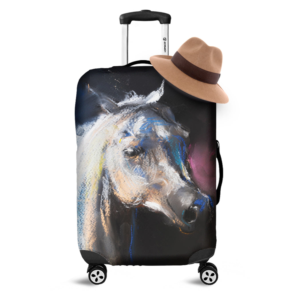 White Horse Portrait Print Luggage Cover