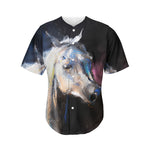 White Horse Portrait Print Men's Baseball Jersey
