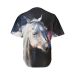 White Horse Portrait Print Men's Baseball Jersey