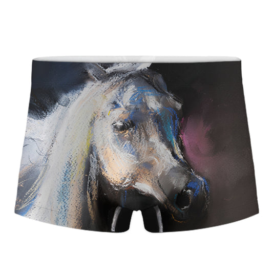 White Horse Portrait Print Men's Boxer Briefs