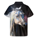 White Horse Portrait Print Men's Short Sleeve Shirt