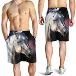 White Horse Portrait Print Men's Shorts