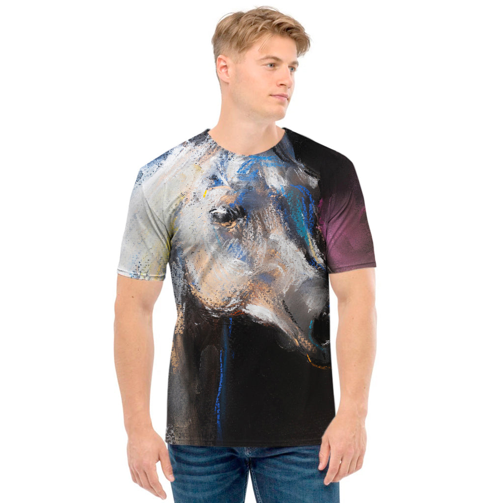 White Horse Portrait Print Men's T-Shirt