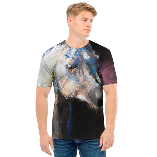 White Horse Portrait Print Men's T-Shirt