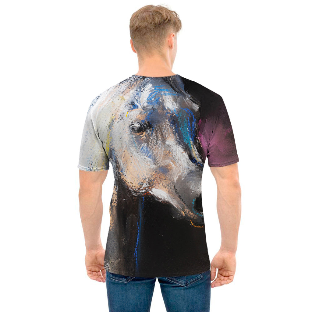 White Horse Portrait Print Men's T-Shirt