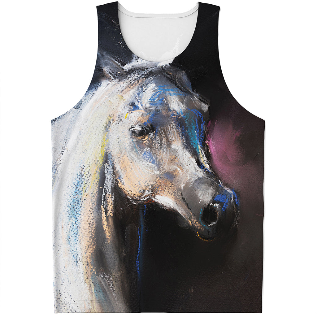 White Horse Portrait Print Men's Tank Top