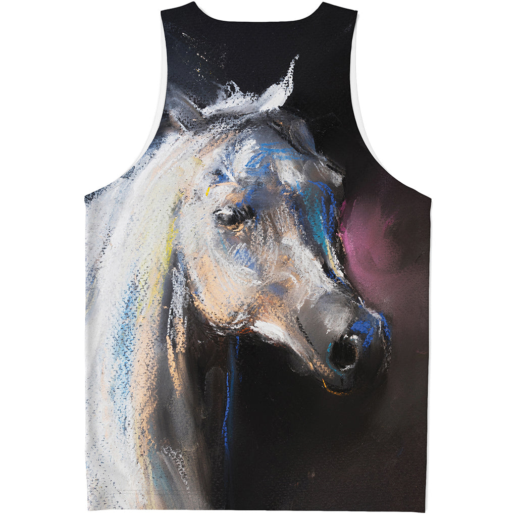 White Horse Portrait Print Men's Tank Top