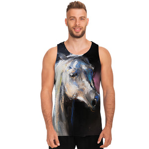 White Horse Portrait Print Men's Tank Top