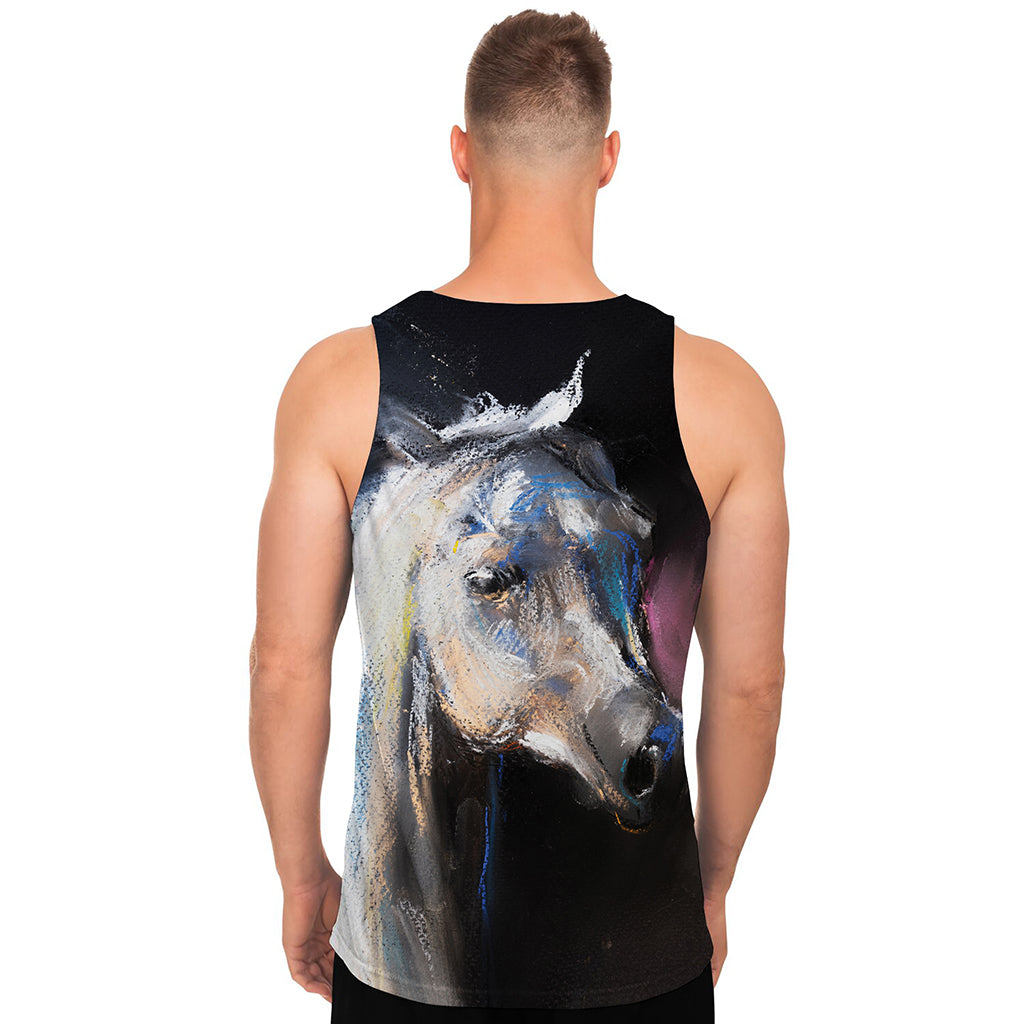 White Horse Portrait Print Men's Tank Top