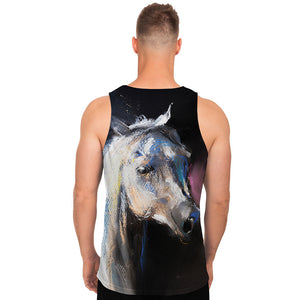 White Horse Portrait Print Men's Tank Top