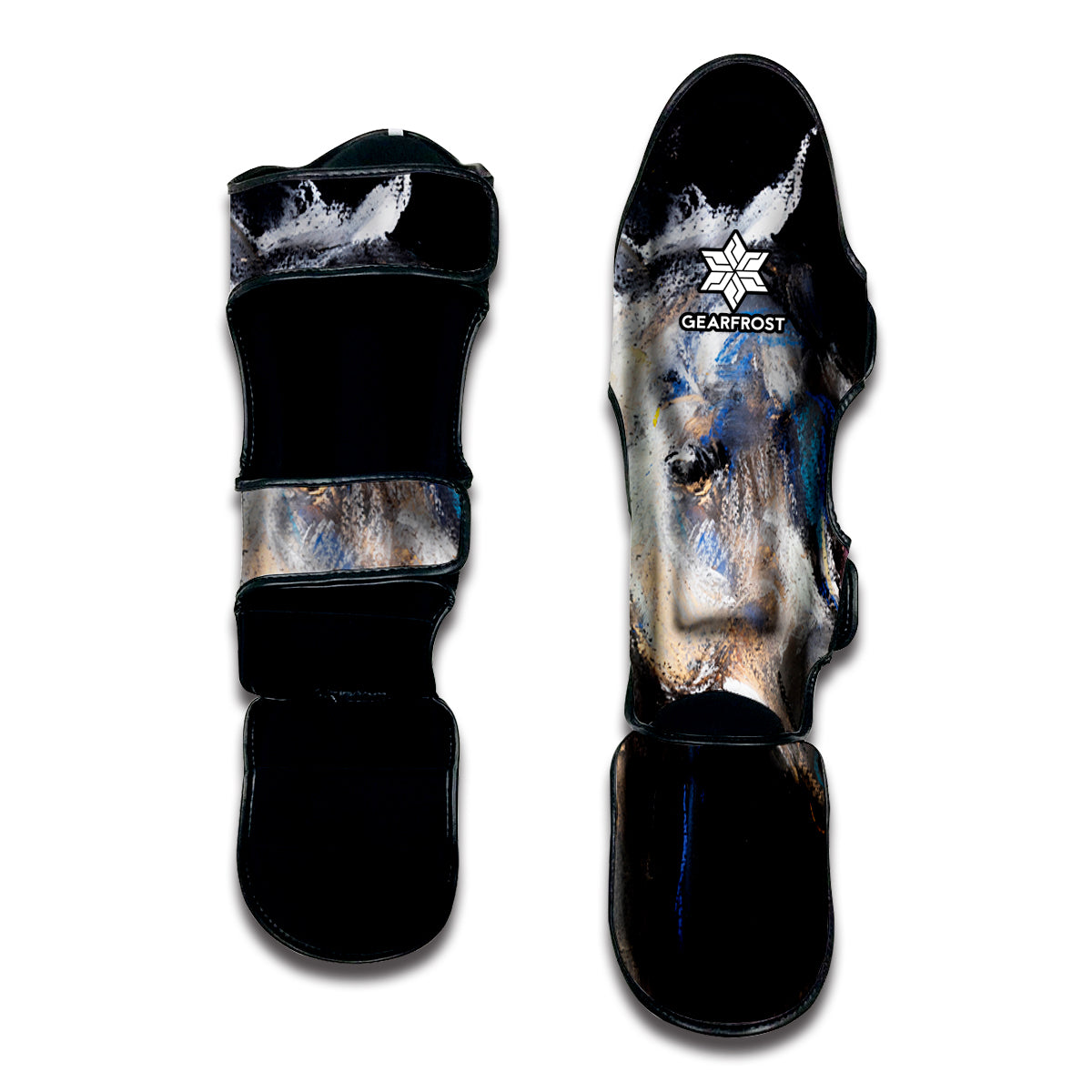 White Horse Portrait Print Muay Thai Shin Guard