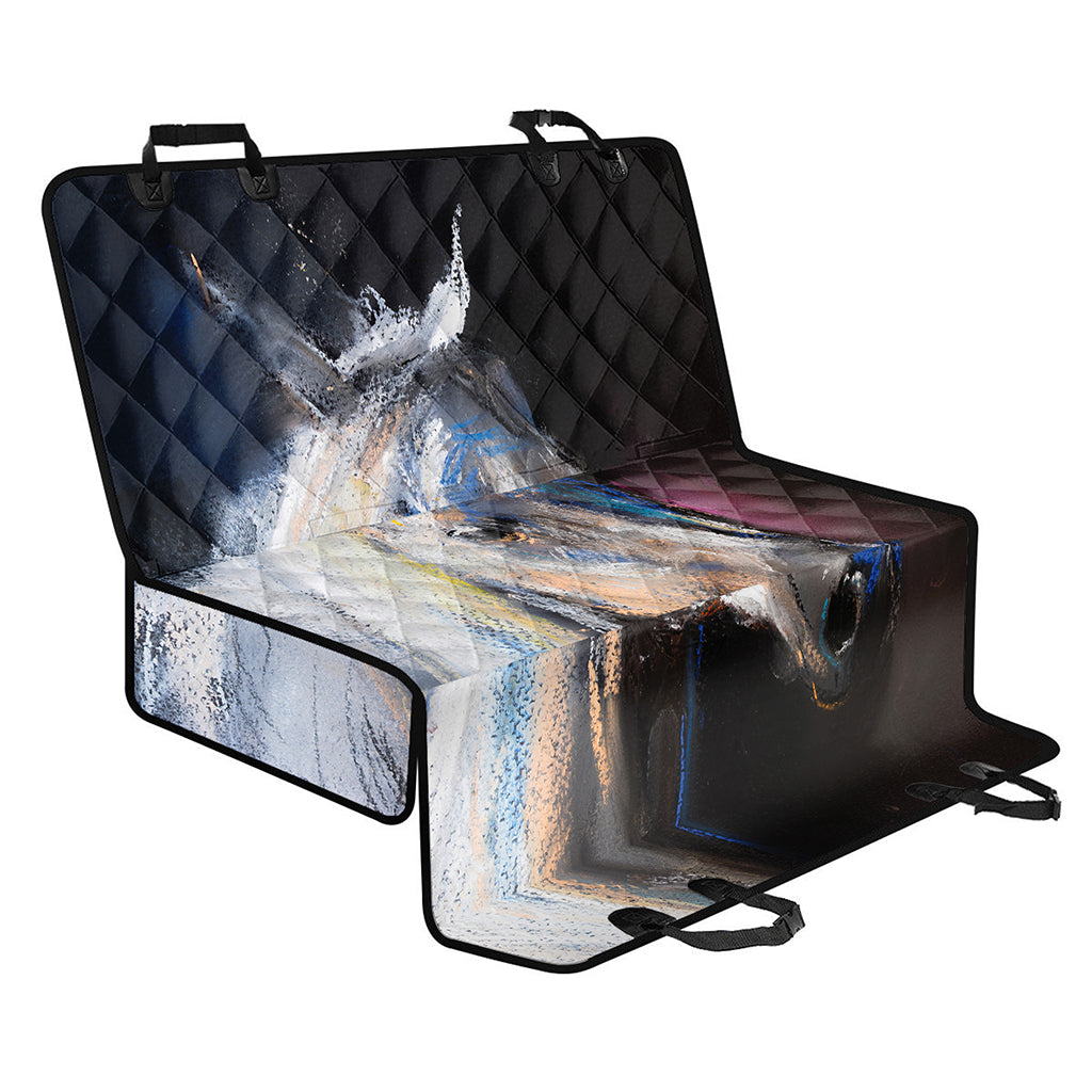 White Horse Portrait Print Pet Car Back Seat Cover