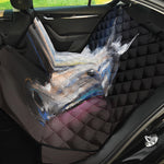 White Horse Portrait Print Pet Car Back Seat Cover