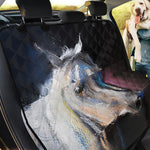 White Horse Portrait Print Pet Car Back Seat Cover