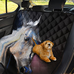 White Horse Portrait Print Pet Car Back Seat Cover