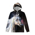 White Horse Portrait Print Pullover Hoodie