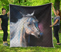 White Horse Portrait Print Quilt