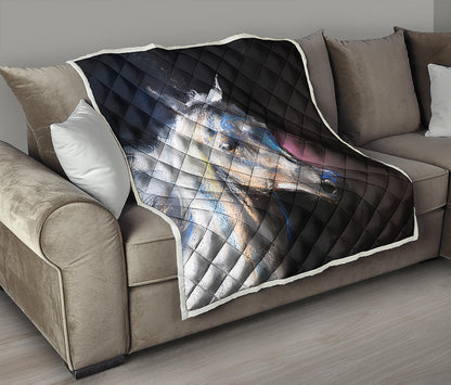 White Horse Portrait Print Quilt