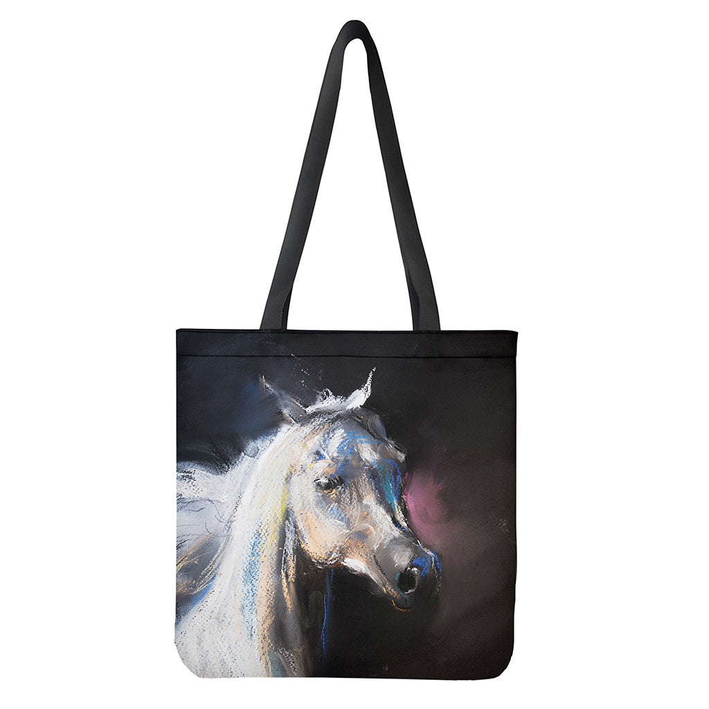 White Horse Portrait Print Tote Bag