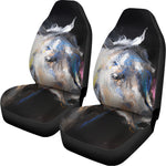 White Horse Portrait Print Universal Fit Car Seat Covers