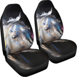 White Horse Portrait Print Universal Fit Car Seat Covers