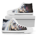 White Horse Portrait Print White High Top Sneakers