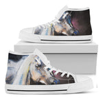 White Horse Portrait Print White High Top Shoes