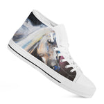 White Horse Portrait Print White High Top Shoes