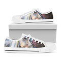 White Horse Portrait Print White Low Top Sneakers