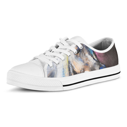 White Horse Portrait Print White Low Top Shoes