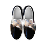 White Horse Portrait Print White Slip On Shoes