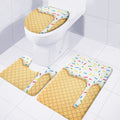White Ice Cream Melted Print 3 Piece Bath Mat Set