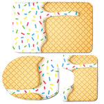 White Ice Cream Melted Print 3 Piece Bath Mat Set