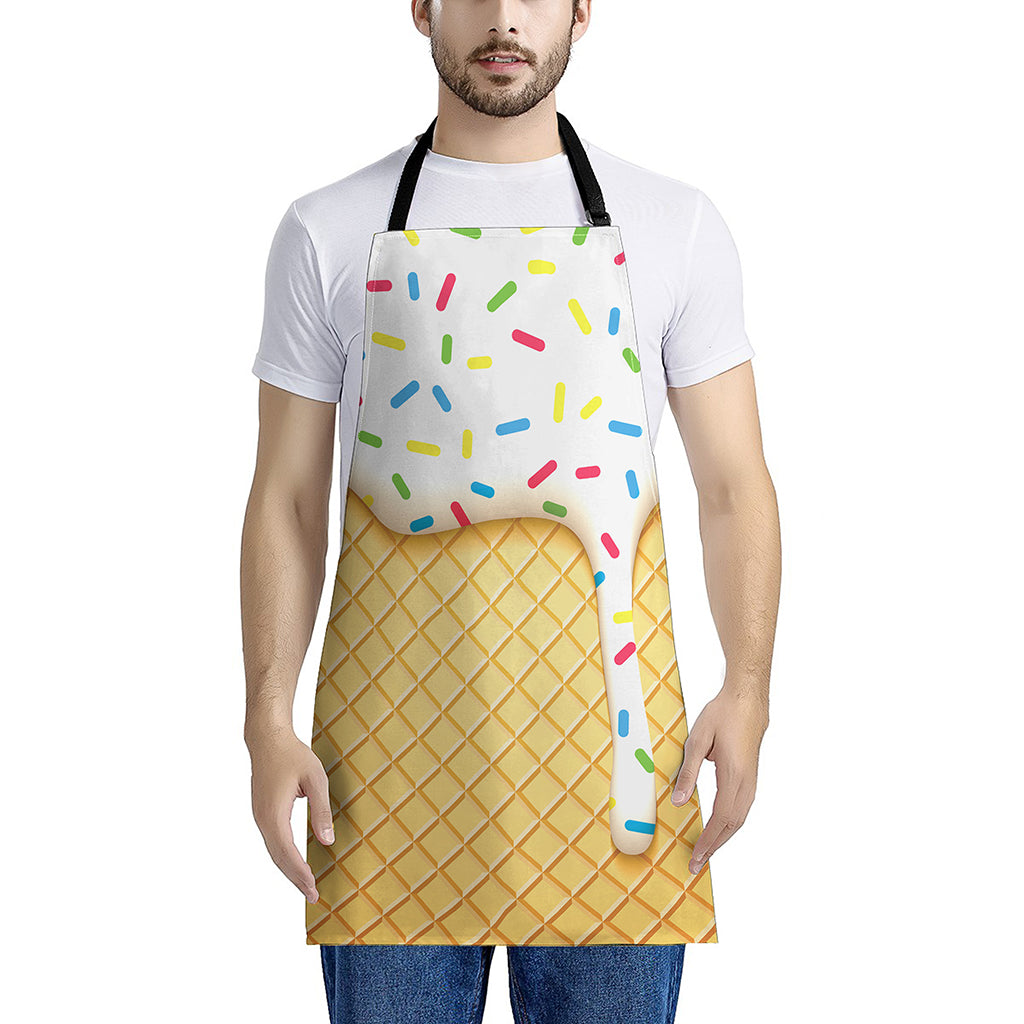 White Ice Cream Melted Print Apron